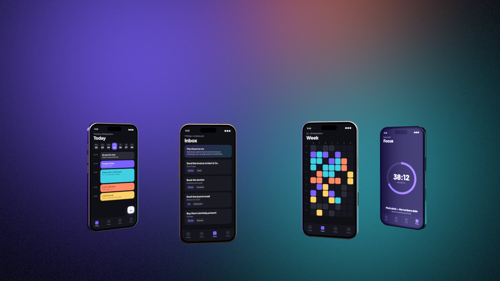 App — Cuatro pantallas