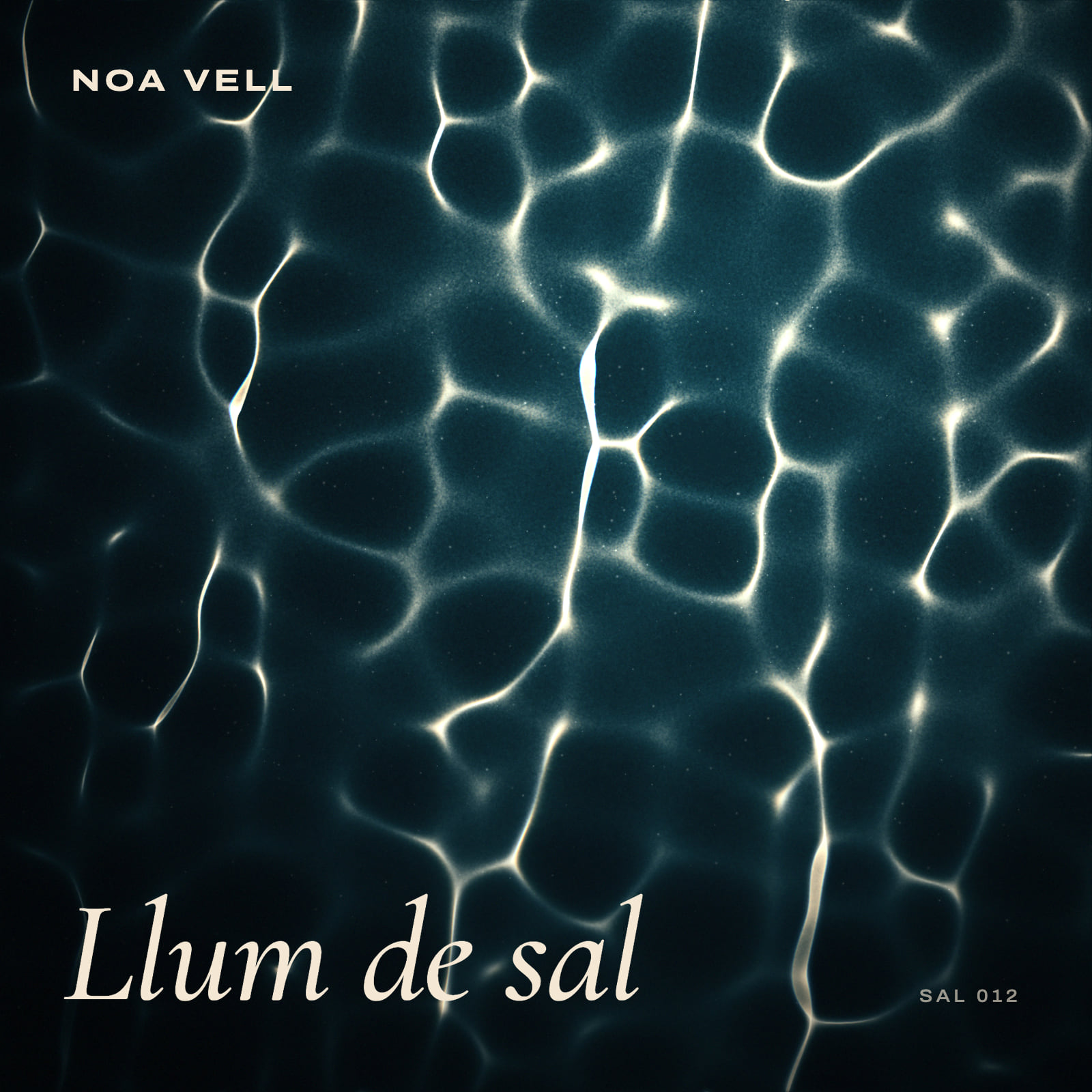 Portada de Llum de sal: la luz del sol a través del agua, sobre un fondo oscuro
